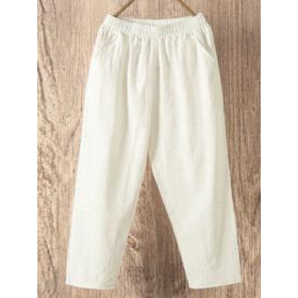 Cropped Cotton Harem Casual Pants
