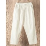 Cropped Cotton Harem Casual Pants