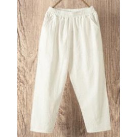 Cropped Cotton Harem Casual Pants