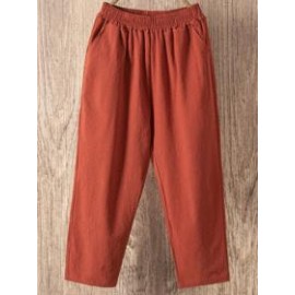 Cropped Cotton Harem Casual Pants