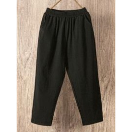 Cropped Cotton Harem Casual Pants