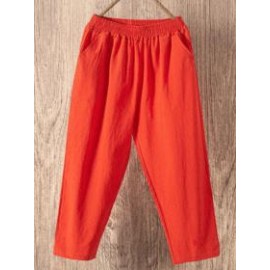 Cropped Cotton Harem Casual Pants