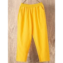 Cropped Cotton Harem Casual Pants