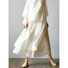 Cotton and linen casual wide-leg pants