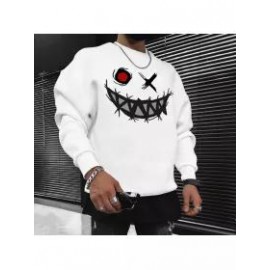 Smiley Print Casual Oversized Men's Sweatshirt