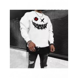 Smiley Print Casual Oversized Men's Sweatshirt