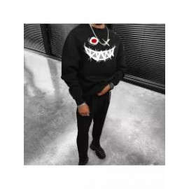 Smiley Print Casual Oversized Men's Sweatshirt
