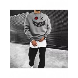 Smiley Print Casual Oversized Men's Sweatshirt