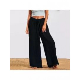Loose Casual Solid Color Elastic Waist Pants