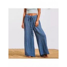 Loose Casual Solid Color Elastic Waist Pants