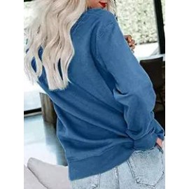Round Neck Casual Loose Solid Color Pullover Sweatshirt