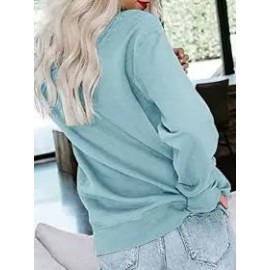 Round Neck Casual Loose Solid Color Pullover Sweatshirt
