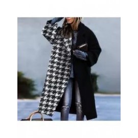 Fashion Printed Color Block Woolen Coat