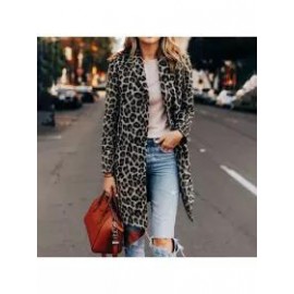 Casual Fashion Leopard Print Wool Coat