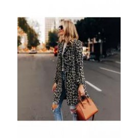 Casual Fashion Leopard Print Wool Coat