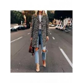 Casual Fashion Leopard Print Wool Coat
