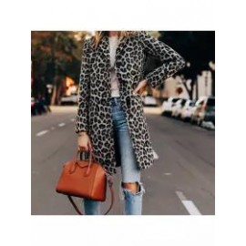 Casual Fashion Leopard Print Wool Coat