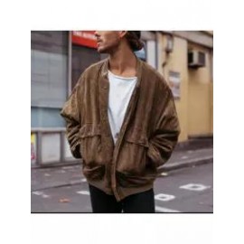 Unisex Vintage Suede Cotton Oversized Bomber Jacket