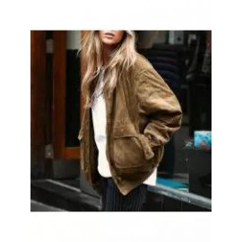 Unisex Vintage Suede Cotton Oversized Bomber Jacket