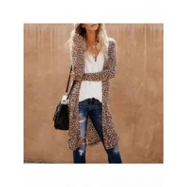 Casual leopard camouflage printed long cardigan
