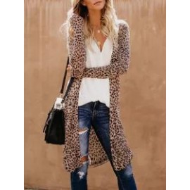 Casual leopard camouflage printed long cardigan