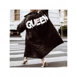 Women's Fashion Letter Print Down Jacket