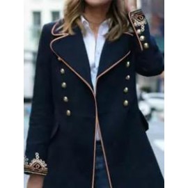 Casual Vintage Print Lapel Long Sleeve Coat