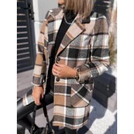 Fashion Classic Plaid Casual Woolen Coat