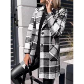 Fashion Classic Plaid Casual Woolen Coat