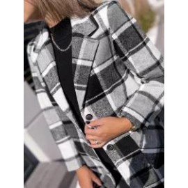 Fashion Classic Plaid Casual Woolen Coat
