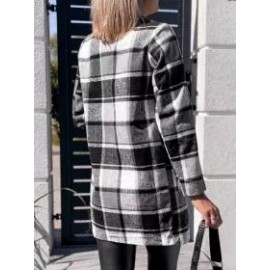 Fashion Classic Plaid Casual Woolen Coat