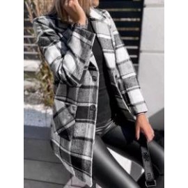 Fashion Classic Plaid Casual Woolen Coat