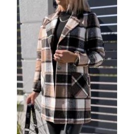 Fashion Classic Plaid Casual Woolen Coat