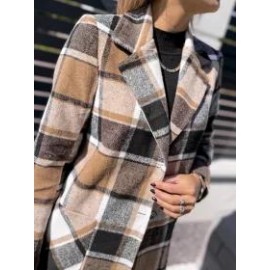 Fashion Classic Plaid Casual Woolen Coat