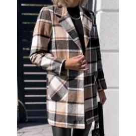 Fashion Classic Plaid Casual Woolen Coat