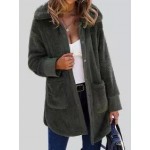 Loose Casual Solid Color Thermal Teddy Long Sleeve Coat