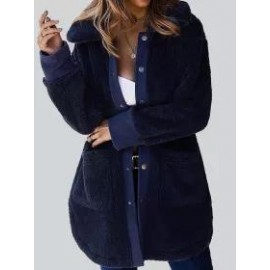 Loose Casual Solid Color Thermal Teddy Long Sleeve Coat