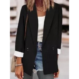 Black Double Pocket Casual All-match Blazer