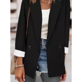 Black Double Pocket Casual All-match Blazer