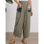 Womens Stitching Printed Trousers