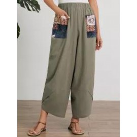 Womens Stitching Printed Trousers
