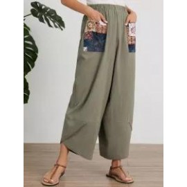 Womens Stitching Printed Trousers