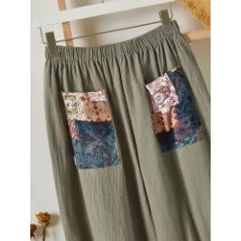 Womens Stitching Printed Trousers
