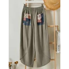 Womens Stitching Printed Trousers