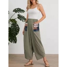 Womens Stitching Printed Trousers