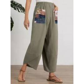 Womens Stitching Printed Trousers