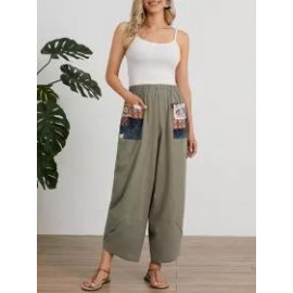 Womens Stitching Printed Trousers