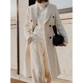 Women's Fashion Solid Color Long Woolen Coat