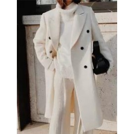 Women's Fashion Solid Color Long Woolen Coat
