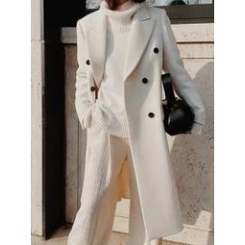 Women's Fashion Solid Color Long Woolen Coat